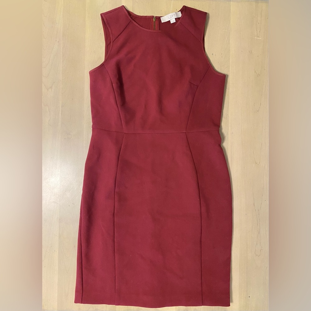 Ann Taylor LOFT Maroon Red Petite Sheath Dress - Size 4 Petite